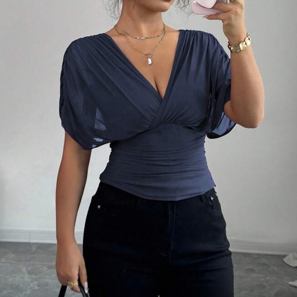 Elegant Navy Blue Women's Top